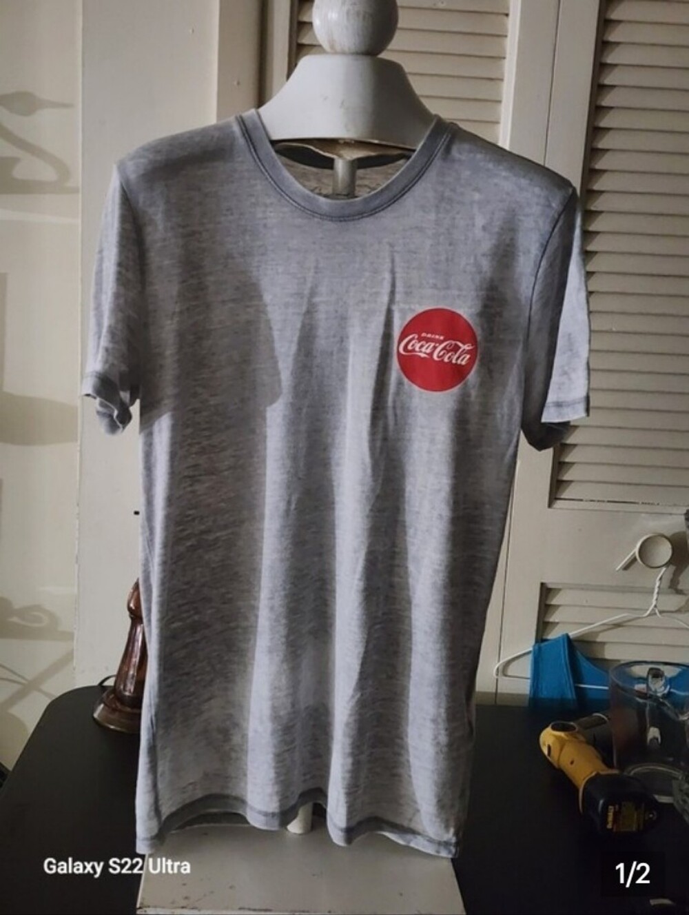Coca Cola Light Gray Crew Neck Tee with Red Logo